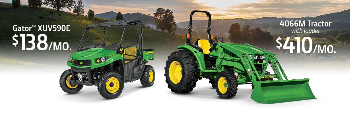 Fall Tractor Package Availability 2020, including Gator XUV 590E and 4066M Tractor with loader.