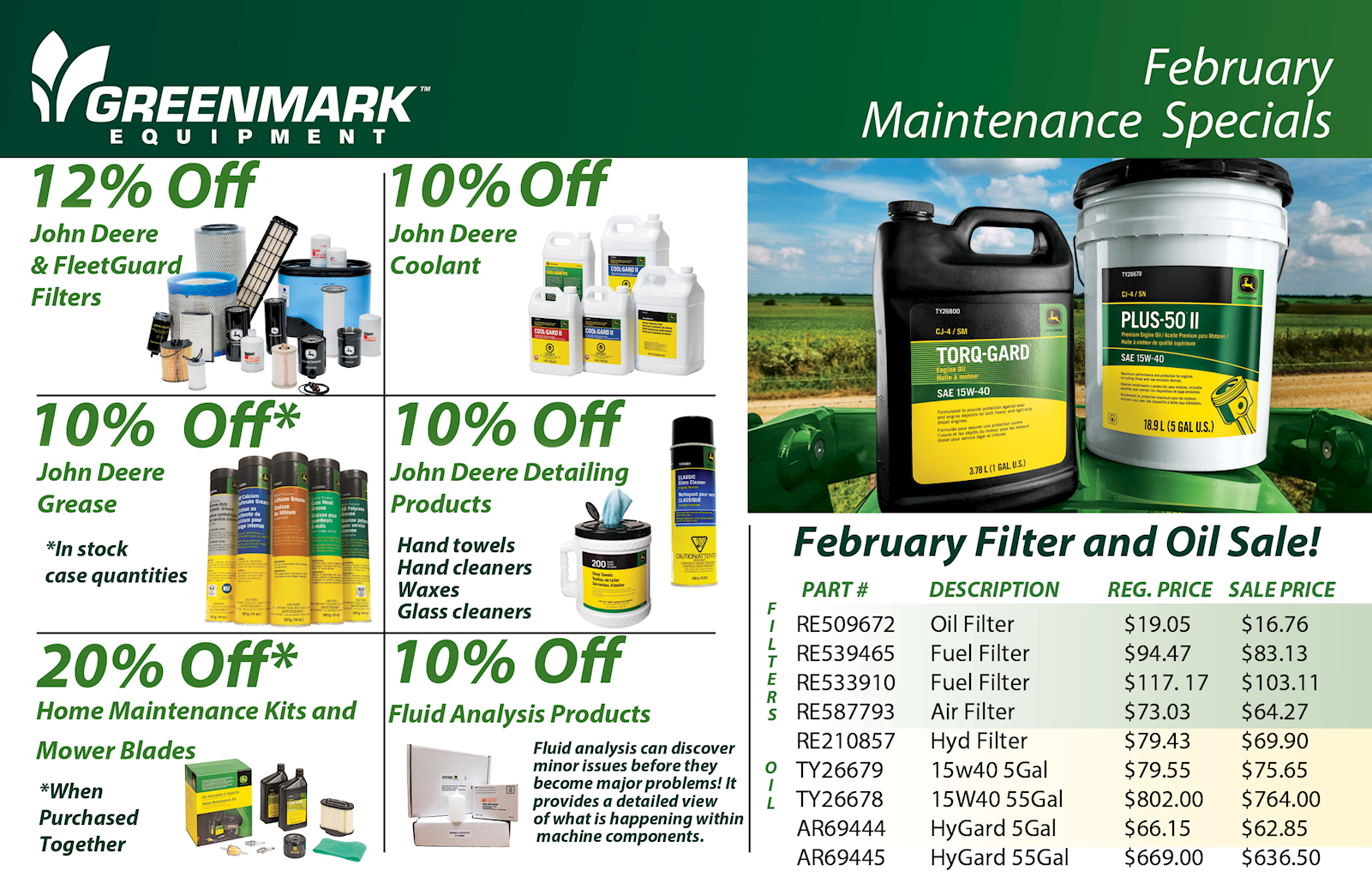 February Maintenance Specials Postcard