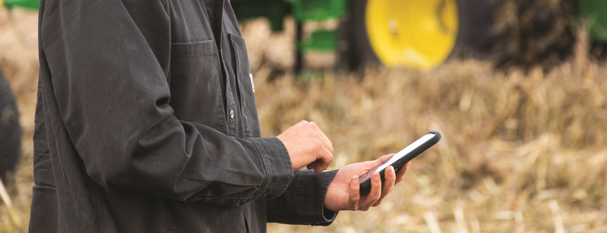 Using phone in the field.