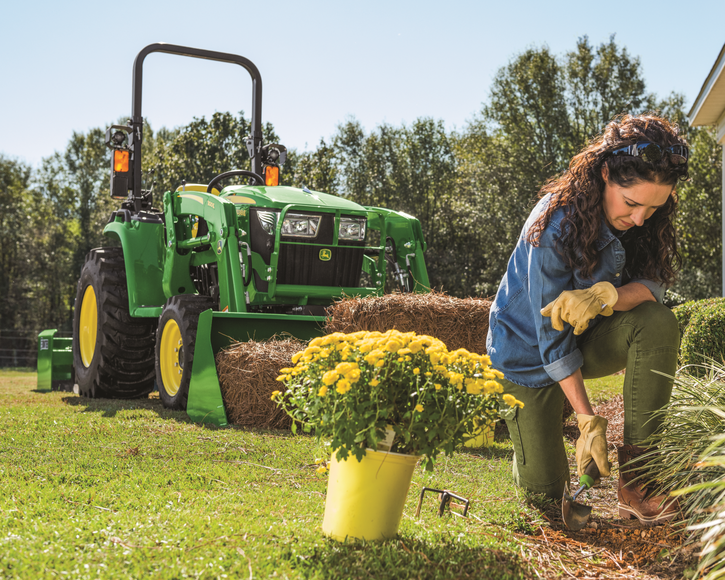 John Deere Landscaping Tractor with a Gardener